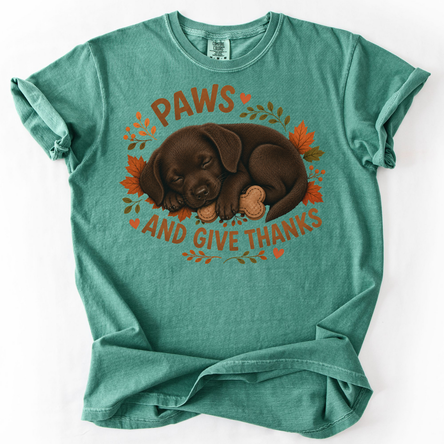 Chocolate Lab Thanksgiving Shirt, Paws Give Thanks Tee, Fall Labrador Retriever Lover Gift