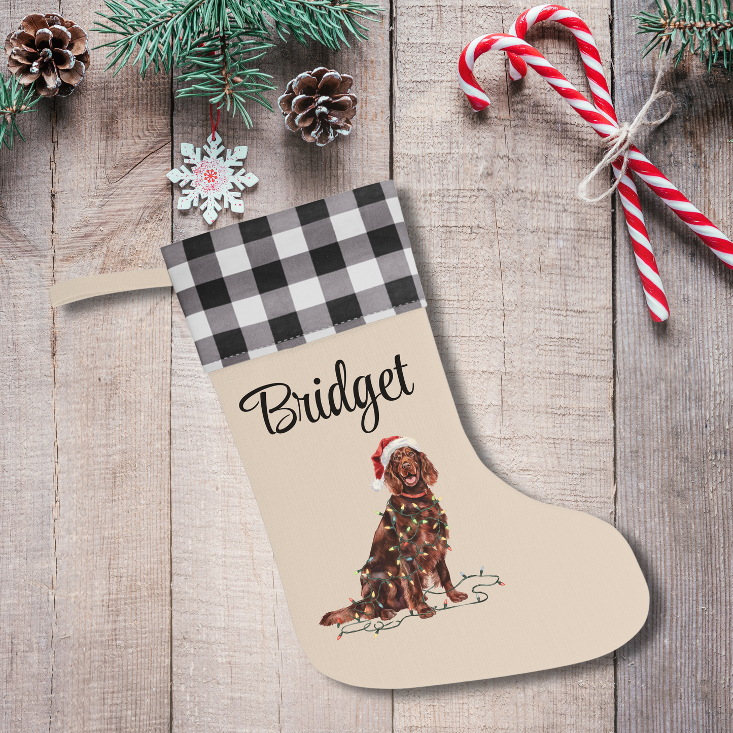 Personalized Irish Setter Christmas Stocking, Holiday Decor Gift for Pet Lovers
