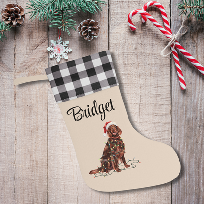 Personalized Irish Setter Christmas Stocking, Holiday Decor Gift for Pet Lovers