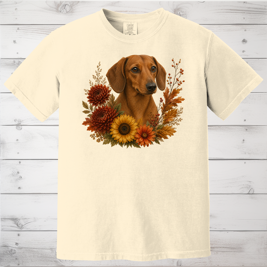 Red Dachshund Autumn Floral Shirt