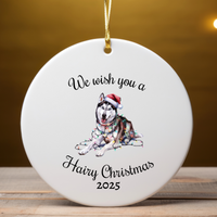 Load image into Gallery viewer, Christmas Siberian Husky Ornament, Christmas Lights Dog Keepsake
