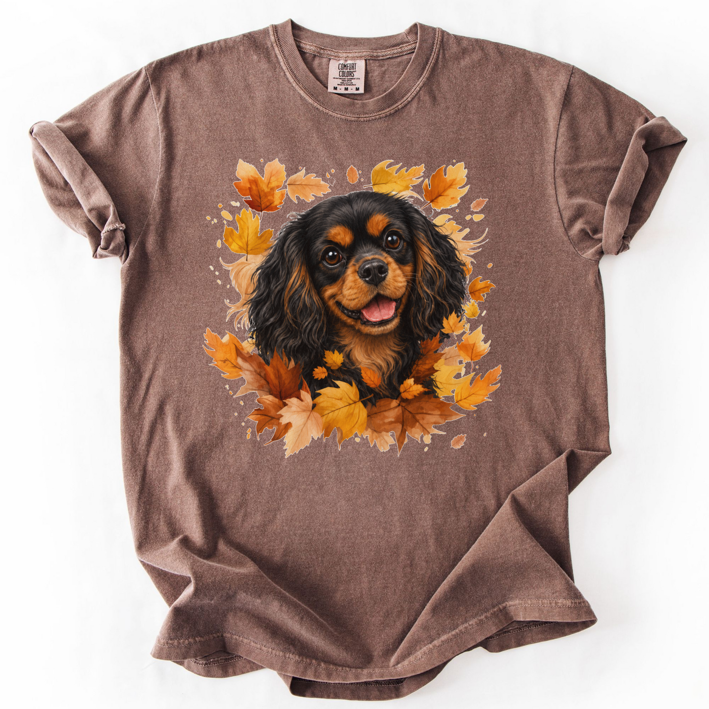 Black and Tan Cavalier Fall Shirt, Autumn Dog Mom Comfort Colors Tee