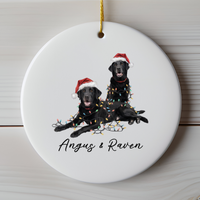 Load image into Gallery viewer, Personalized Black Labradors Christmas Lights Ornament
