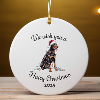 Load image into Gallery viewer, Christmas Doberman Ornament, Christmas Lights Dog Keepsake
