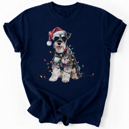 Schnauzer Christmas Lights Shirt, Festive Holiday Tee for Bearded Dog Lovers