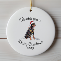 Load image into Gallery viewer, Christmas Doberman Ornament, Christmas Lights Dog Keepsake
