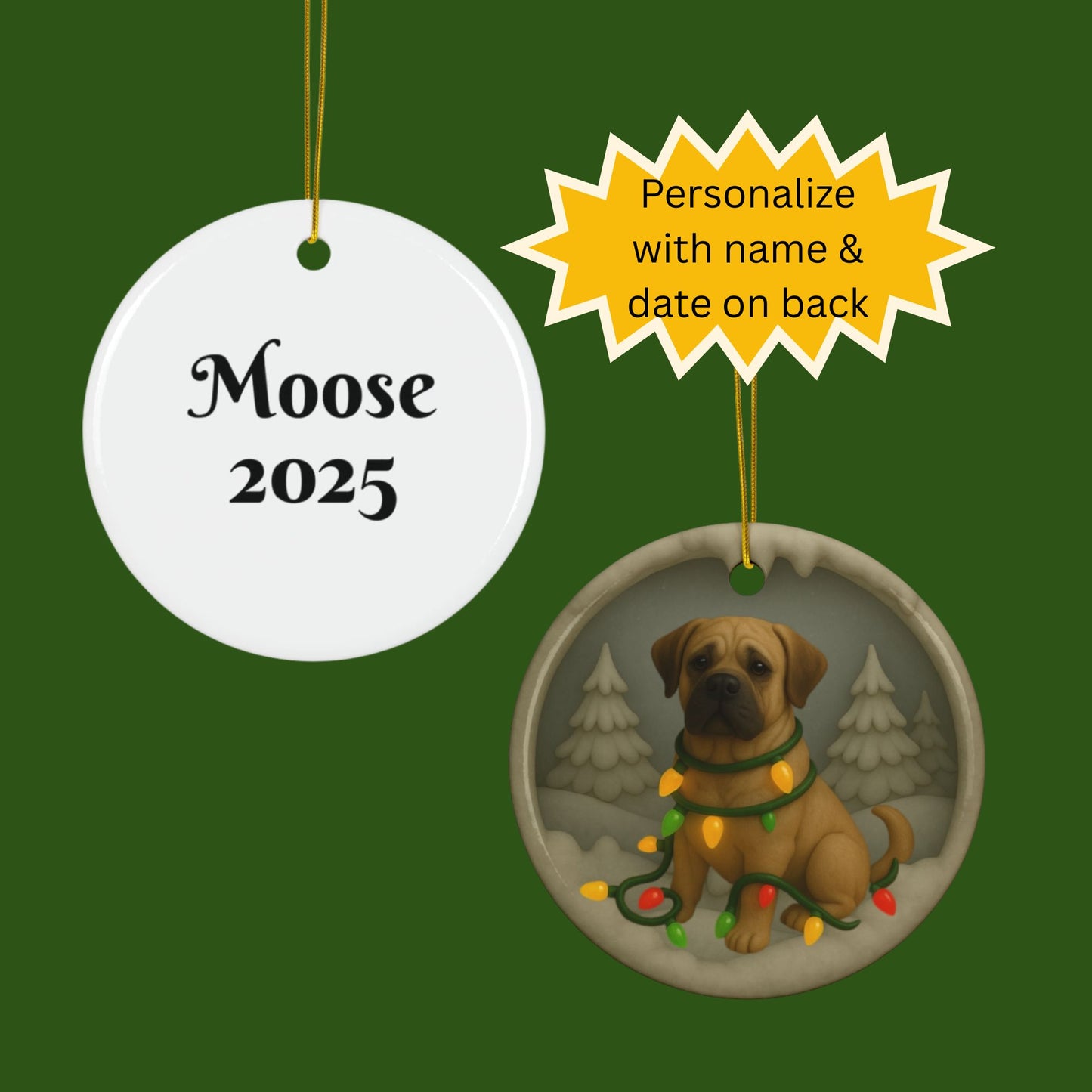 Personalized Mastiff Christmas 3D Clay-Style Dog Keepsake