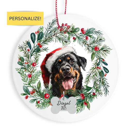 Personalized Rottweiler Christmas Ornament