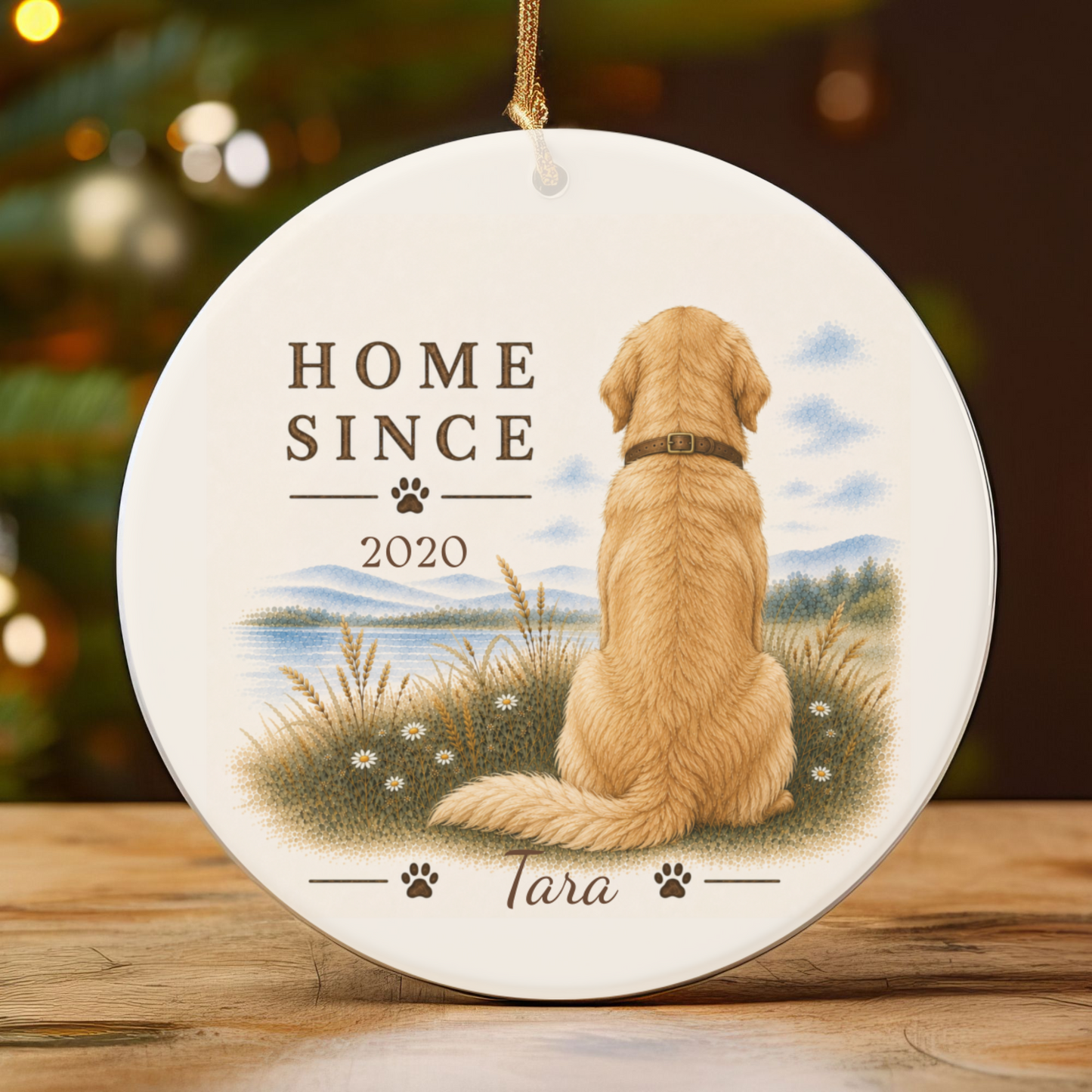 Personalized Golden Retriever Ornament, Double Sided Gotcha Day Gift, Custom Dog Keepsake