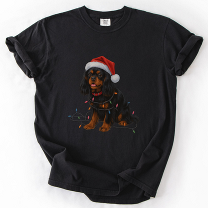 Black and Tan Cavalier King Charles Spaniel Christmas Lights Dog Shirt