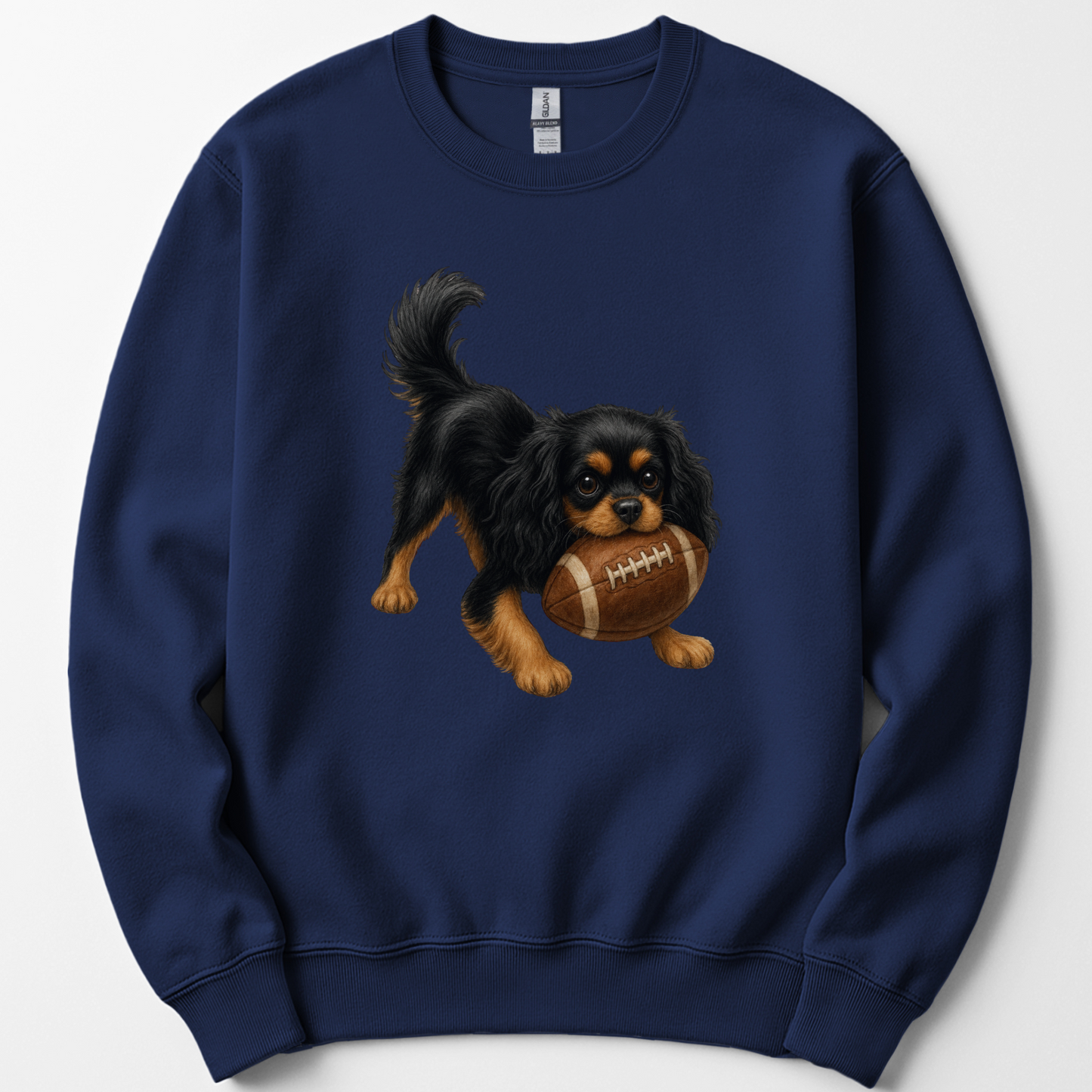 Black and Tan Cavalier Football Sweatshirt Cute Dog Lover Game Day Crewneck Gift Shirt