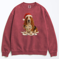 Load image into Gallery viewer, Christmas Dog Sweatshirt, Holiday Basset Hound Gift, Festive Pet Lover Sweater, Unisex Cozy Winter Apparel, Cute Dog Design
