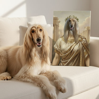 Personalized Dog Portrait, Custom Greek God Pet Canvas Art