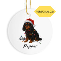 Load image into Gallery viewer, Personalized Black and Tan Cavalier King Charles Spaniel Ornament, Custom Dog Christmas Ornament, Cavalier Lover Gift
