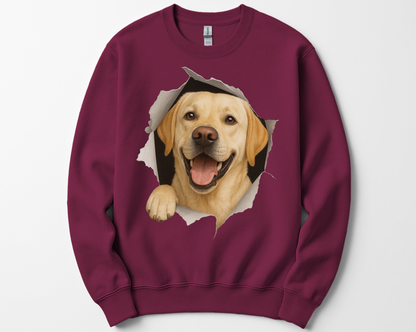 Peeking Yellow Lab Sweatshirt – Adorable Labrador Lover Gift, Cute Dog Mom Crewneck, Funny Pet Owner Shirt