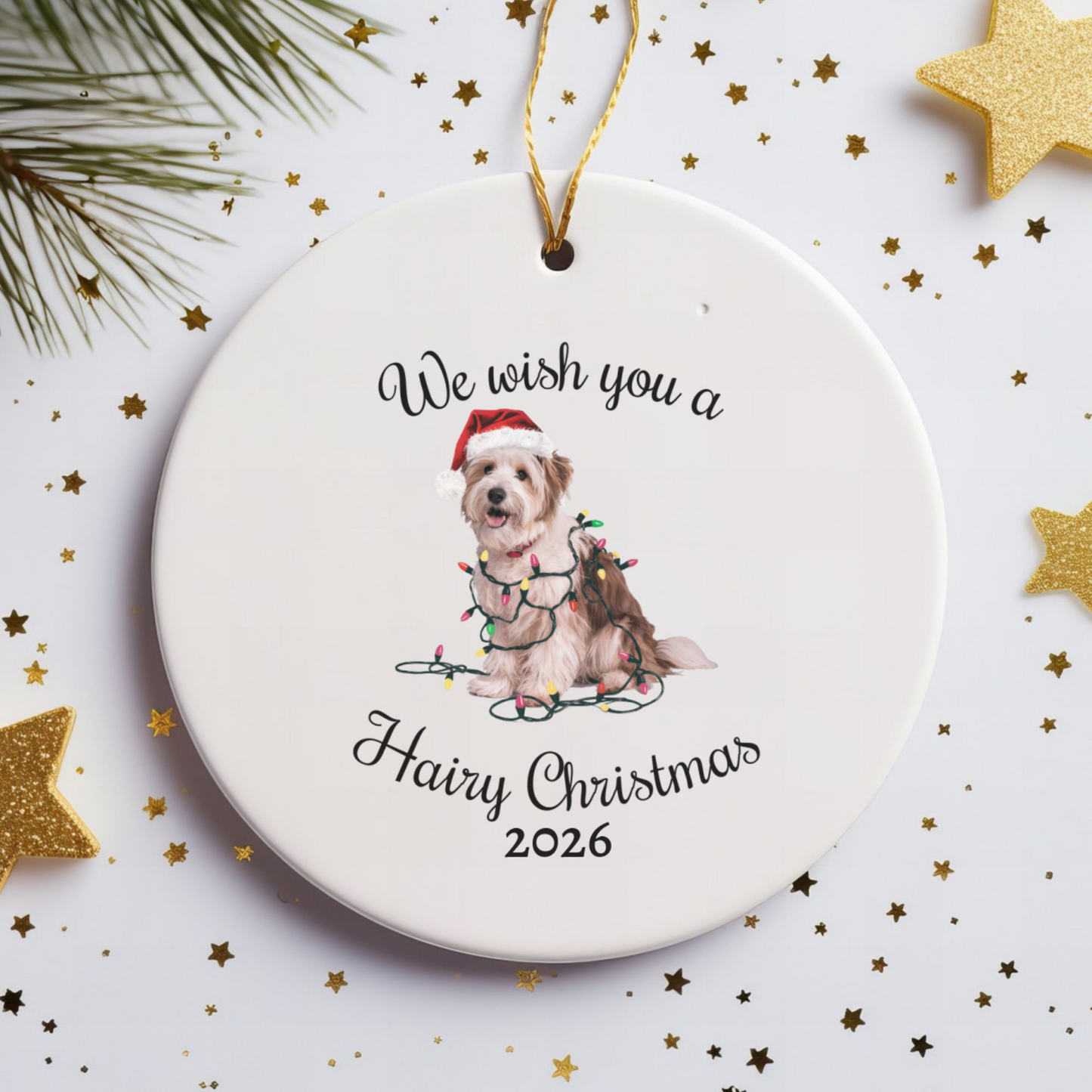 Christmas Coton De Tulear Ornament, Christmas Lights Dog Keepsake