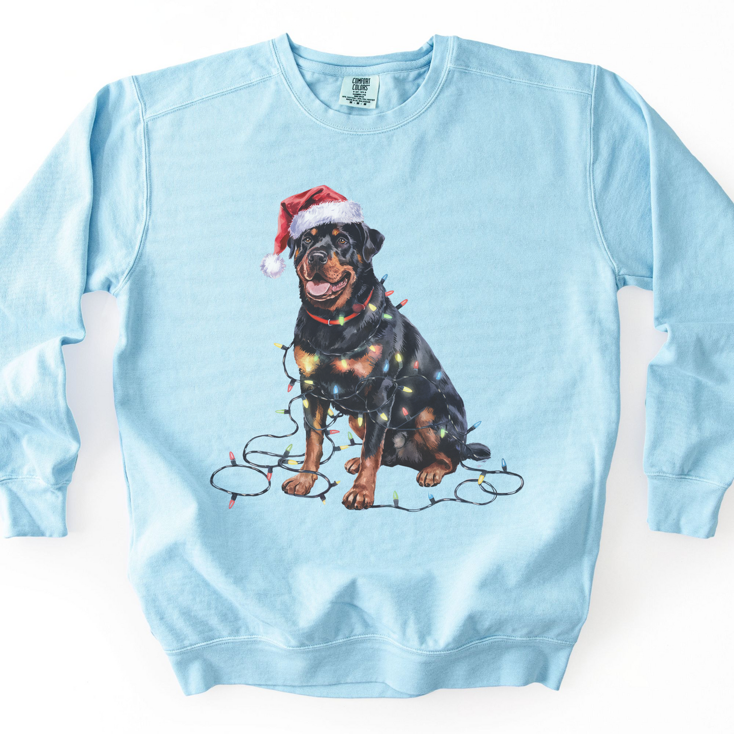 Rottweiler Christmas Lights Sweatshirt, Festive Dog Mom Sweater