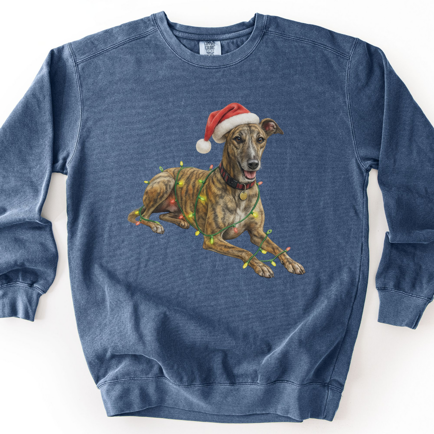 Brindle Greyhound Christmas Lights Sweatshirt