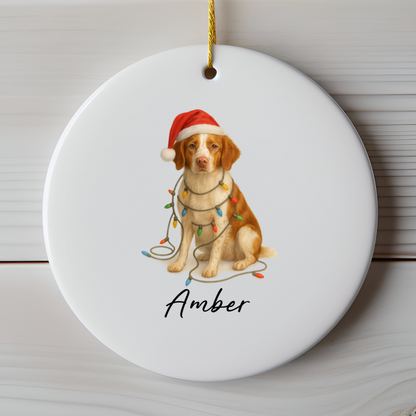 Personalized Brittany Spaniel Ornament, Ceramic Dog Lover Christmas Keepsake