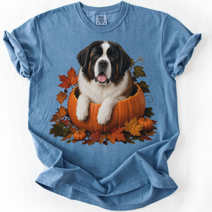 Personalized Dog Photo Fall Pumpkin Shirt Custom Pet Comfort Colors Tee