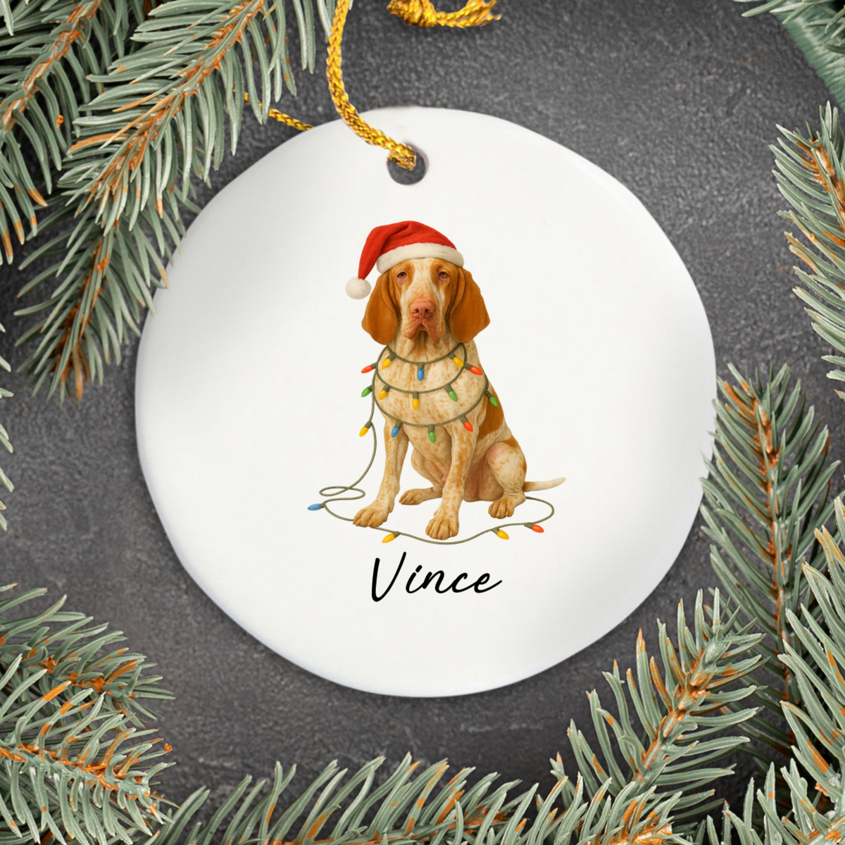 Bracco Italiano Ornament, Personalized Dog Lover Gift, Custom Pet Keepsake, Ceramic Christmas Decoration, Unique Tree Ornament