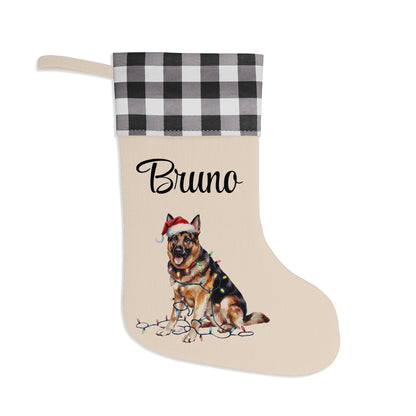 Personalized German Shepherd Christmas Stocking, Holiday Decor Gift for Pet Lovers
