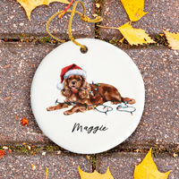 Load image into Gallery viewer, Ruby Cavalier King Charles Spaniel Ornament, Personalized Dog Christmas Decoration
