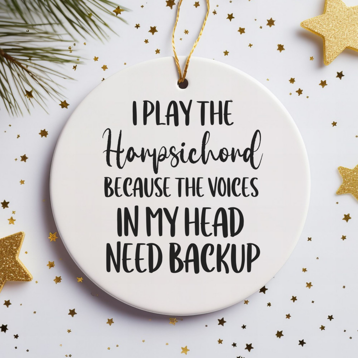 Harpsichord Ornament, Ceramic Musician Gift