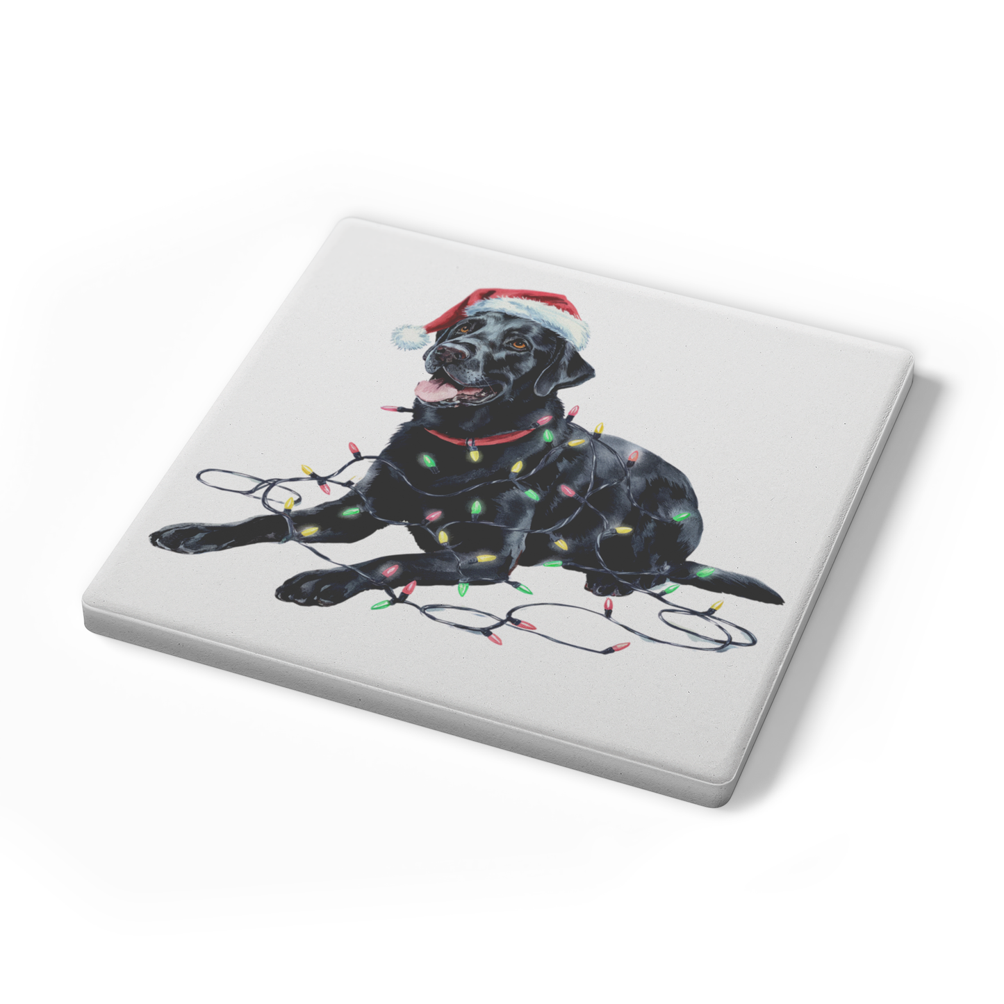 Black Lab Dog Coasters, Absorbent Stone Coaster Set, Christmas Gift for Dog Lovers, Personalized Table Protection, Cork Back