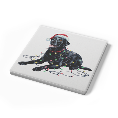 Black Lab Dog Coasters, Absorbent Stone Coaster Set, Christmas Gift for Dog Lovers, Personalized Table Protection, Cork Back