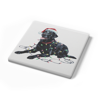 Load image into Gallery viewer, Black Lab Dog Coasters, Absorbent Stone Coaster Set, Christmas Gift for Dog Lovers, Personalized Table Protection, Cork Back
