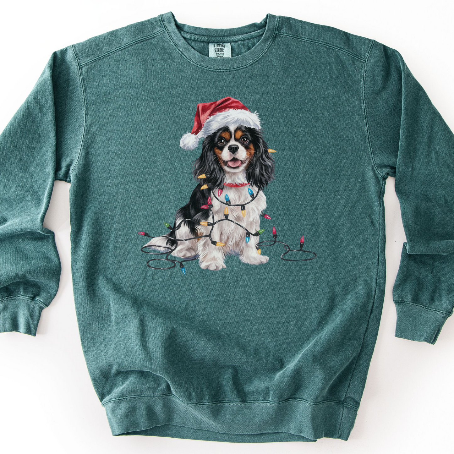 Tri-color Cavalier Christmas Lights Sweatshirt