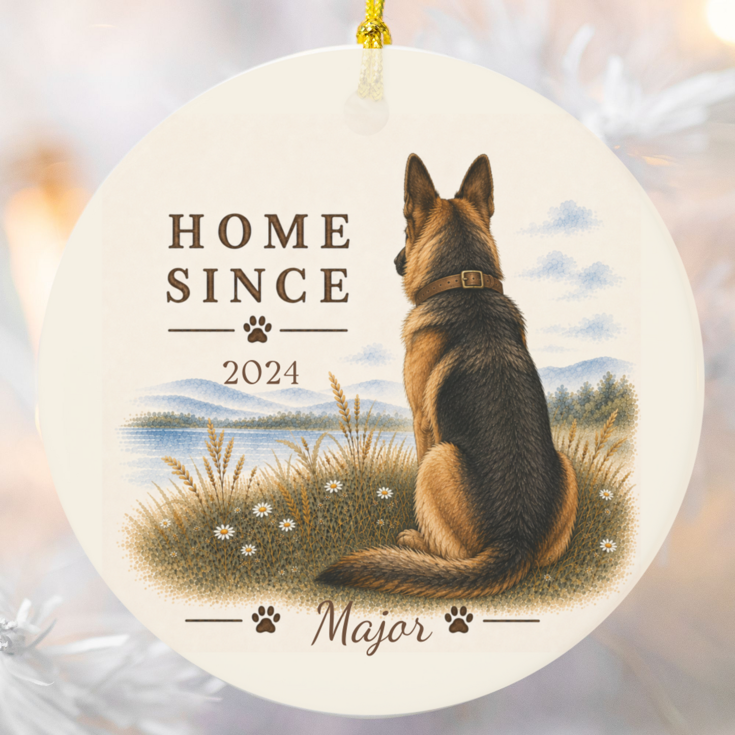 Personalized German Shepherd Ornament, Double Sided Gotcha Day Gift, Custom Dog Keepsake