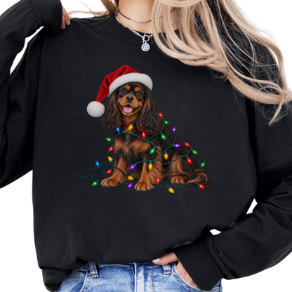 Black and Tan Cavalier Christmas Long Sleeve Shirt, Comfort Colors Holiday Tee, Cavalier Mom Gift