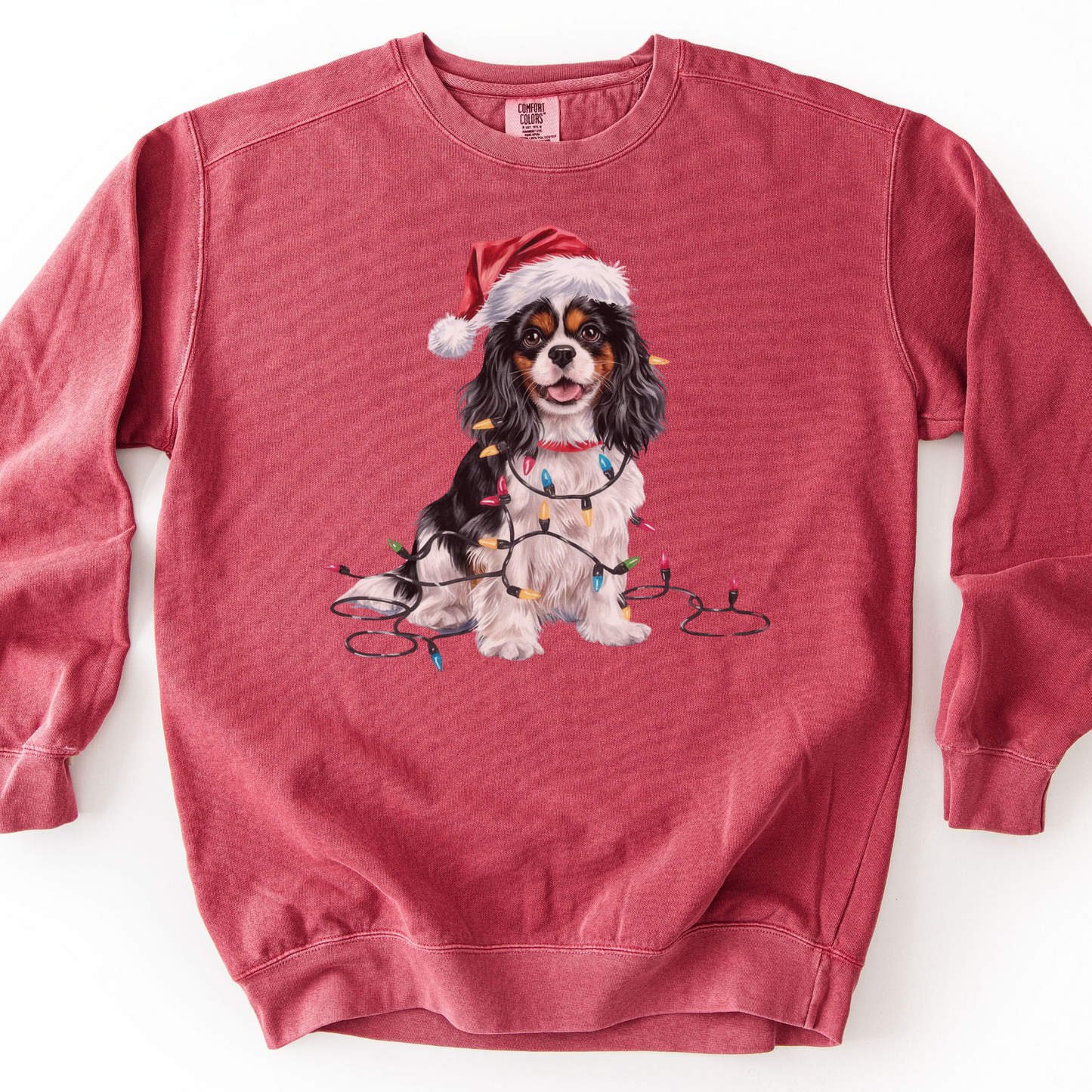Tri-color Cavalier Christmas Lights Sweatshirt