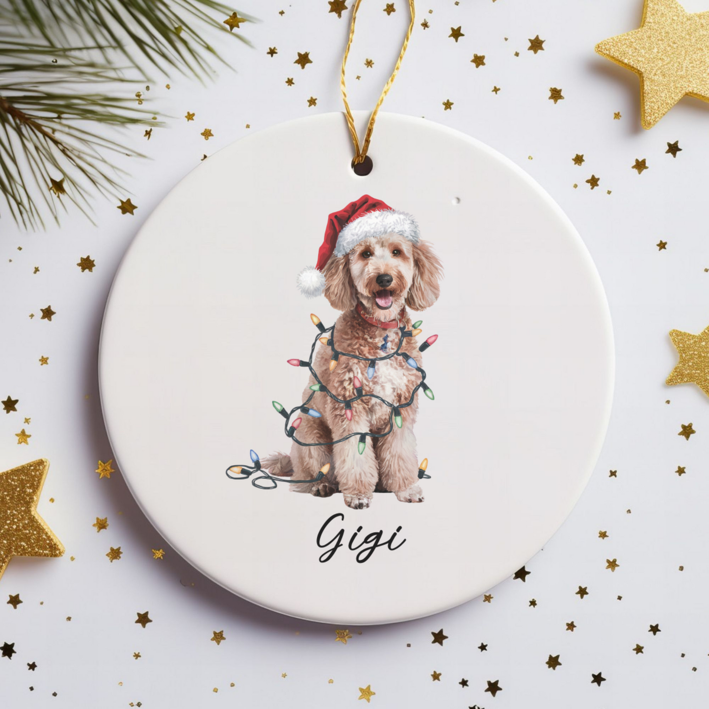 Personalized Poodle Ornament, Custom Ceramic Pet Keepsake