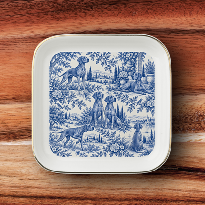 Vizsla Jewelry Dish, Blue Toile Dog Ring Dish, Vizsla Mom Gift, Ceramic Trinket Tray
