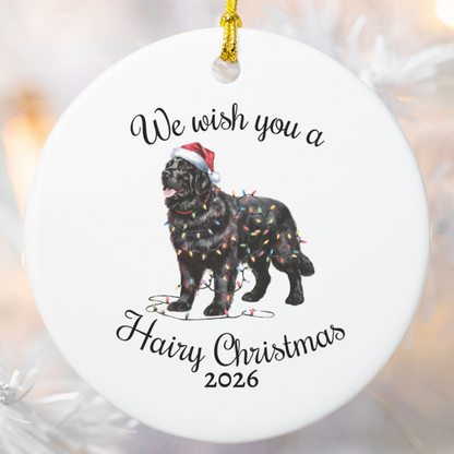 Christmas Black Newfoundland Ornament, Christmas Lights Dog Keepsake