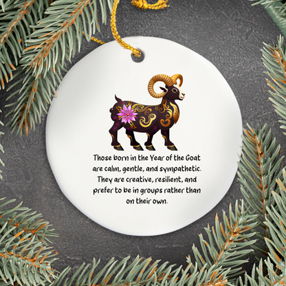 Chinese Zodiac Goat Ornament, Year of the Goat Horoscope Gift for Lunar New Year