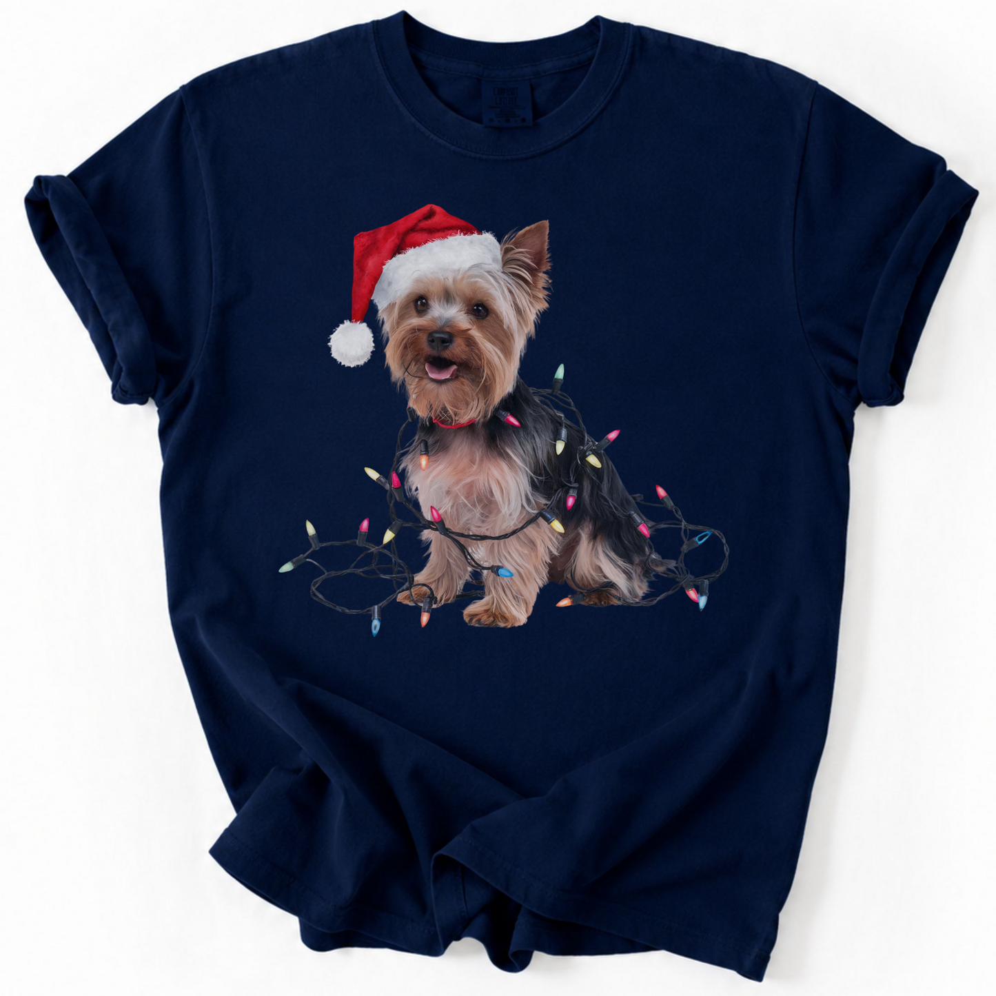 Yorkshire Terrier Christmas Lights Shirt, Festive Holiday Tee for Yorkie Fans