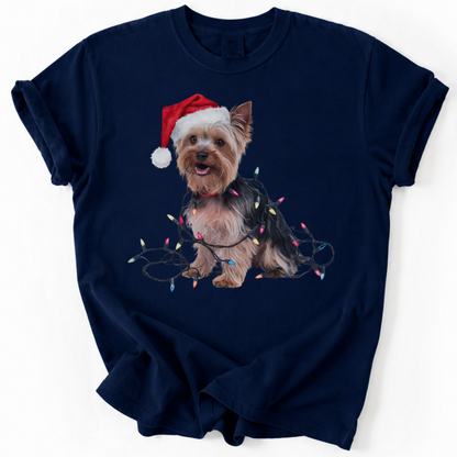 Yorkshire Terrier Christmas Lights Shirt, Festive Holiday Tee for Yorkie Fans