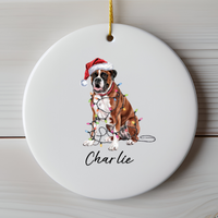 Load image into Gallery viewer, Personalized Boxer Dog Christmas Lights Ornament
