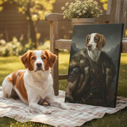 Personalized Viking Dog Portrait on Canvas, Custom Pet Art