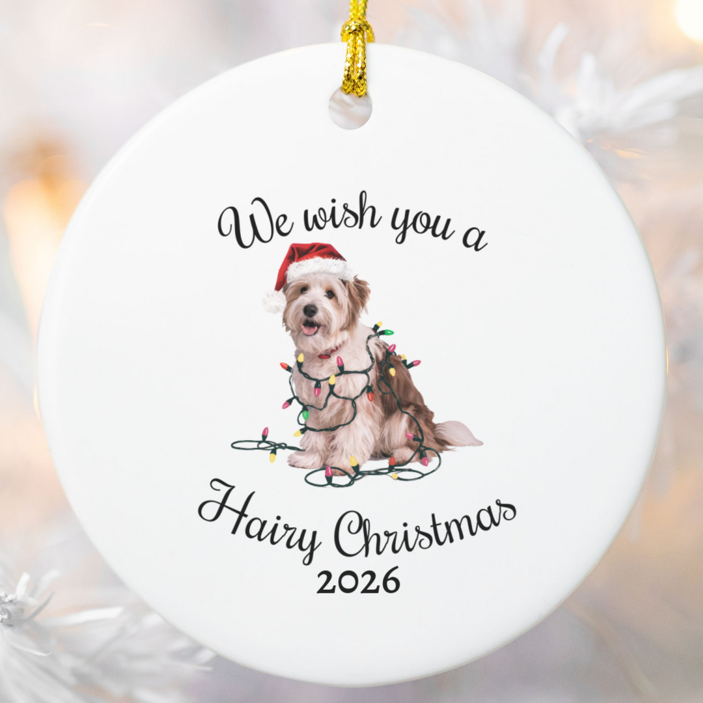 Christmas Coton De Tulear Ornament, Christmas Lights Dog Keepsake