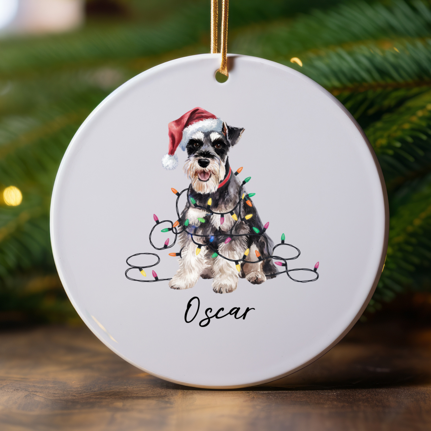 Personalized Schnauzer Ornament, Custom Dog Lover Gift