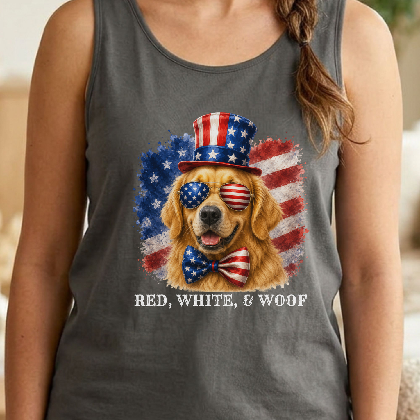 Patriotic Golden Retriever Tank Top
