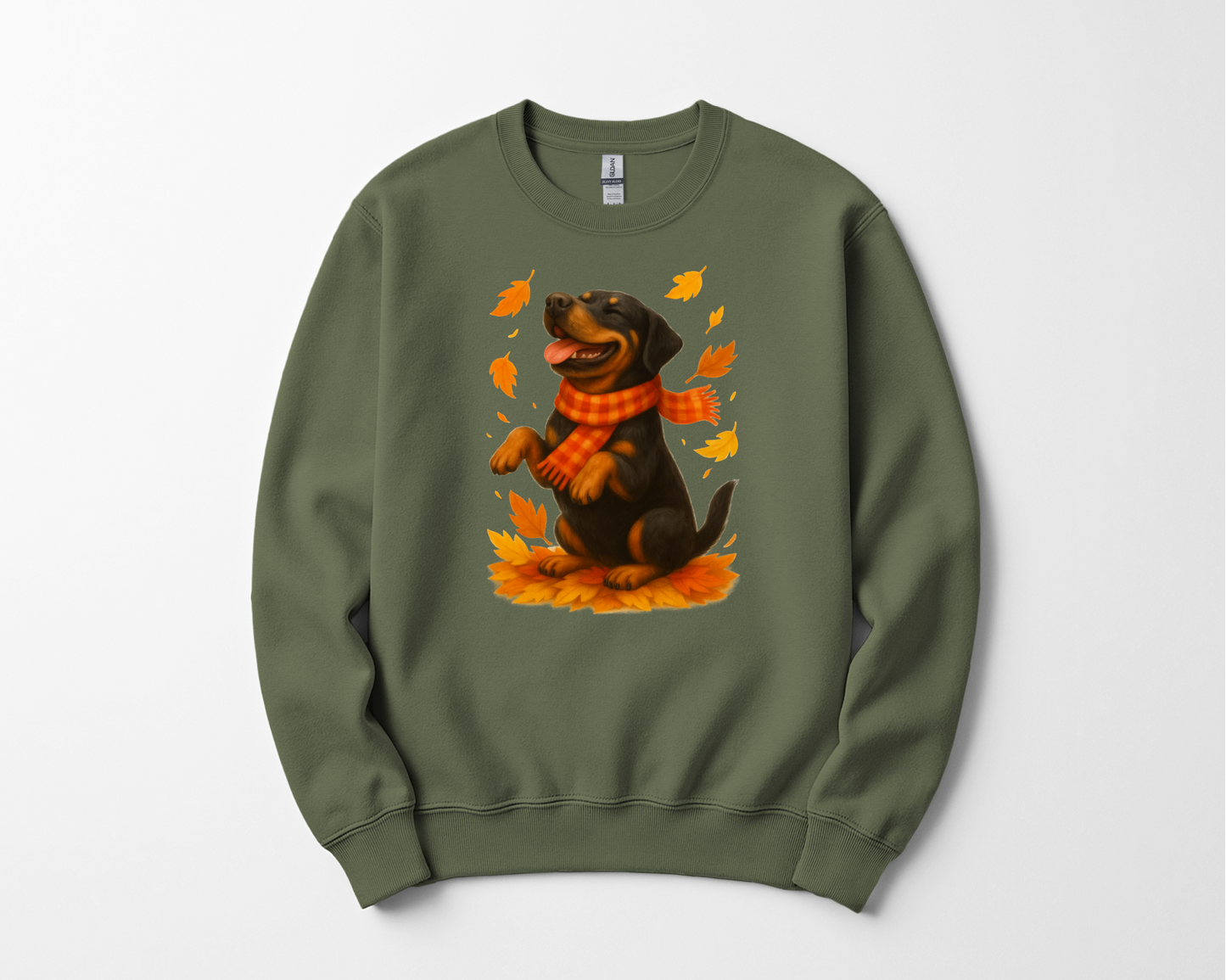 Rottweiler Autumn Shirt, Cozy Fall Dog Sweatshirt, Cute Black Dog Lover Gift, Seasonal Apparel Pullover, Autumn Dog Outfit