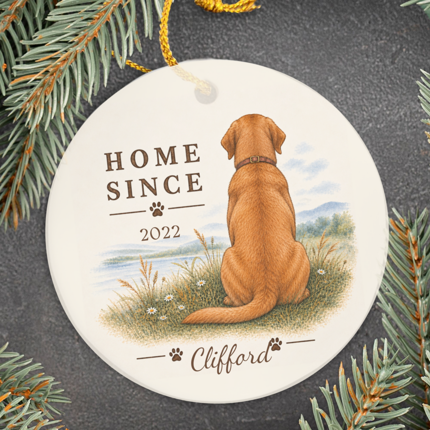Personalized Fox Red Lab Ornament, Double Sided Labrador Gotcha Day Gift, Custom Dog Keepsake