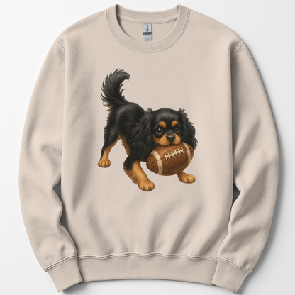 Black and Tan Cavalier Football Sweatshirt Cute Dog Lover Game Day Crewneck Gift Shirt