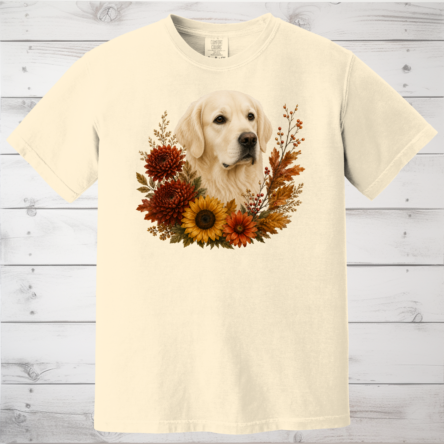 English Cream Golden Retriever Autumn Floral Shirt